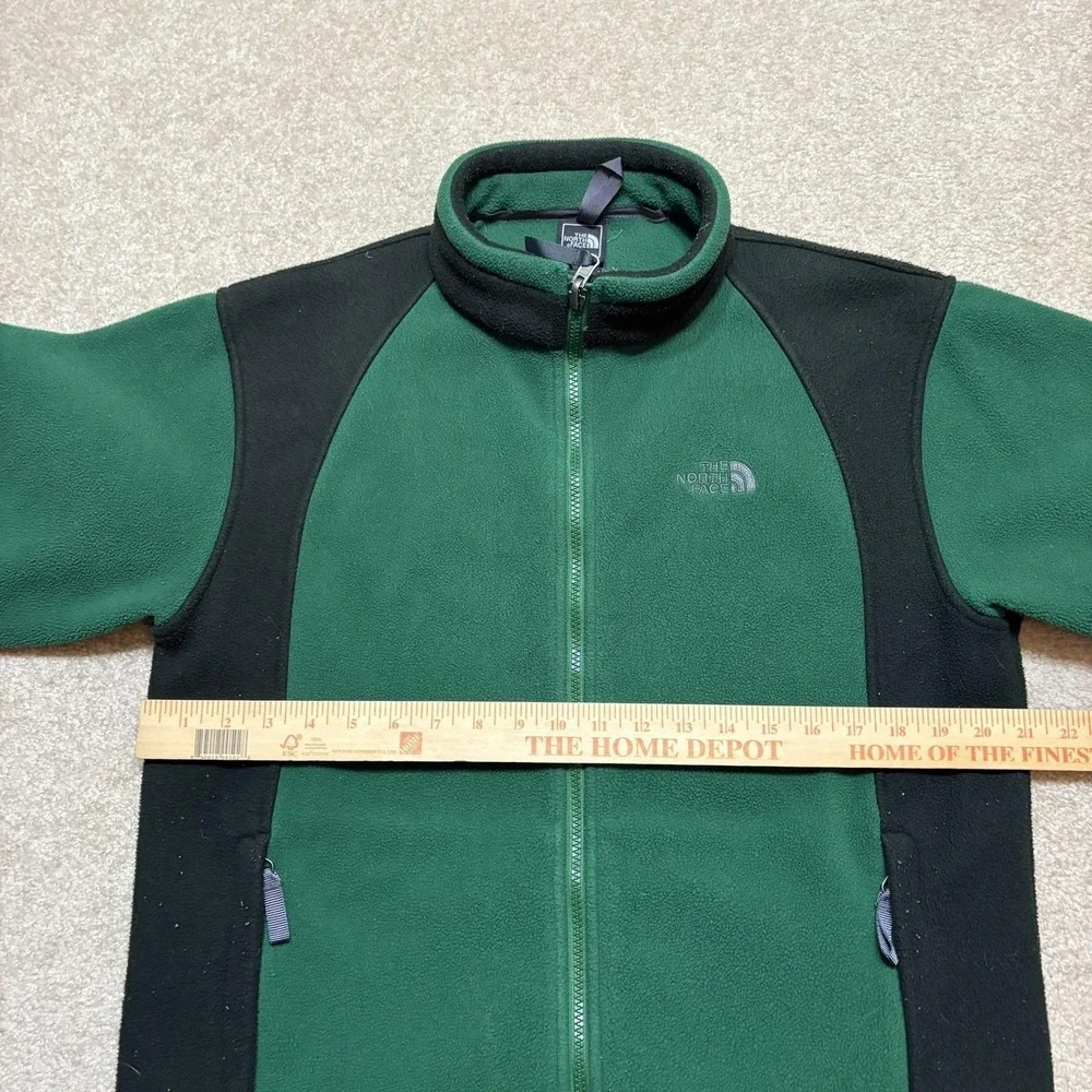 The North Face Jacket Boys XL Green‎ Black Fleece Full Zip Pockets Outdoor